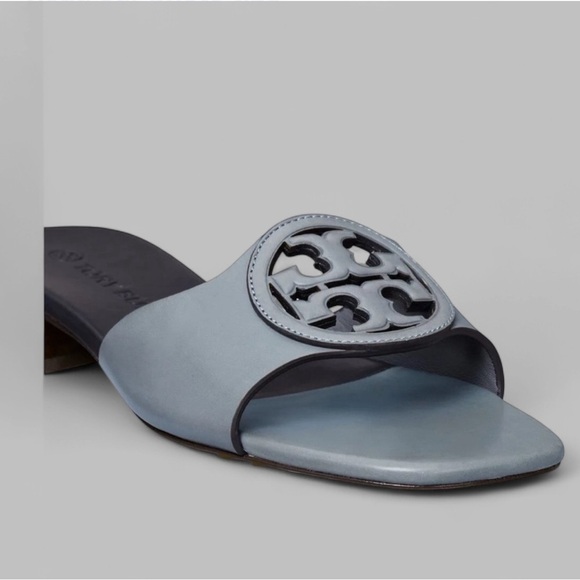 Tory Burch-Bombe Miller leather sandal 7.5-brand new-light blue/navy-Retail $300 - Picture 13 of 15